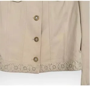 St. John Sport Ivory Stretch Cotton Jean/Denim Embroidered Jacket sz‎ S thumbnail 3