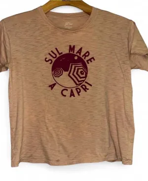 J. Crew Crewneck Tee with Maroon Beach Graphic thumbnail 1