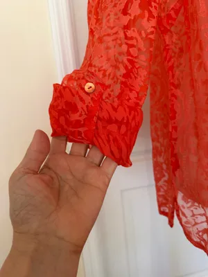 Choices Vtg Women's Floral Red Blouse, Sz L thumbnail 4