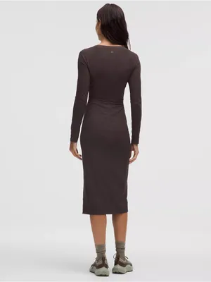 Lululemon All Aligned Ribbed Long-Sleeve Midi Dress - Purple/Grey - Size 4 thumbnail 9