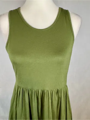 Army green sleeveless shift dress with pockets size medium NWT thumbnail 2