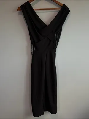 NWT Lulus Criss Cross Back Black Mini Dress Women's Size Medium thumbnail 2