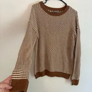 Hem & Thread Medium Rust White Patterned‎ Sweater Pullover Grandpacore thumbnail 6