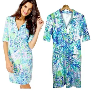 Lilly Pulitzer Women UPF 50 Shift Dress Sz XS Floral Blue‎ Green Pink Resort thumbnail 2