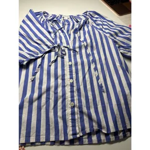 J.Crew Blue White Striped Blouse Tie Neck Puff Sleeve Coastal Chic thumbnail 10