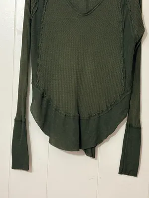 Free People We The Free Catalina Thermal Top Olive Green Long Sleeve XS thumbnail 16