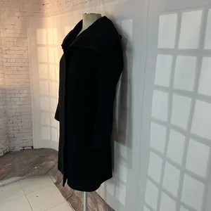 Cole Haan Black Convertible Collar Button Front Wool Cashmere Long Coat Size 4 thumbnail 5