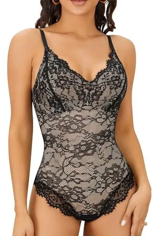 Gotoly Women's Bodysuit Lace Shapewear Deep V-Neck Jumpsuits Tummy Control Waist Trainer Sleeveless Camisole Body Shaper thumbnail 1