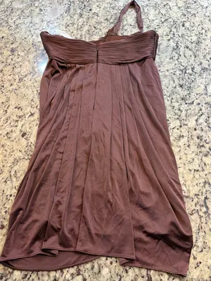 BCBGMaxAzria One-Shoulder Brown Draped Cocktail Dress thumbnail 5