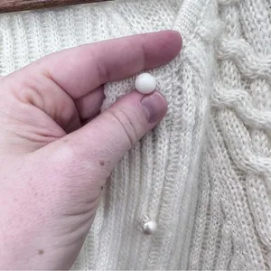 Women's Vintage Counterparts Loose Knit Cream Coastal Grandma Cardigan Size S thumbnail 2