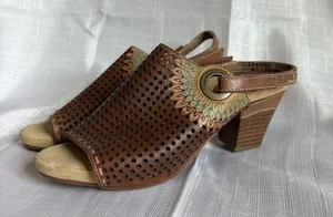 L'Artiste Spring Step Millie Leather Slingback Sandals EU 37 US 6.5 7 Brown Tan thumbnail 1