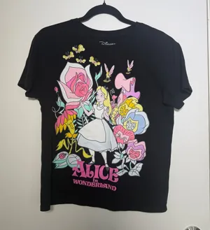 Disney Parks Alice In Wonderland Black Cotton Blend Tee Medium Women's thumbnail 1