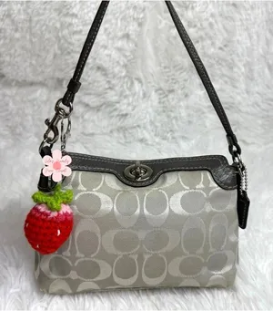 y2k COACH Gray Signature Canvas Mini Purse / Wristlet thumbnail 1