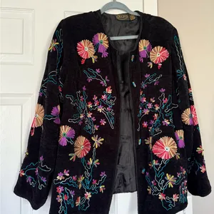 Julia Kim Floral Fully Embroidered Beautiful Blazer Jacket Vintage 90s thumbnail 2