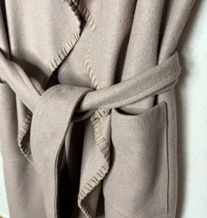 AllSaints Paxx Italian Wool Wrap Waterfall Trench Coat Dune Small Winter Jacket thumbnail 9