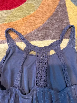 American Eagle Outfitters Grey Mini Sundress / Coverup Dress Crochet Tassel S thumbnail 5