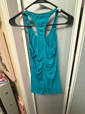 Lululemon Ruched Back Racerback Tank Top Teal thumbnail 2