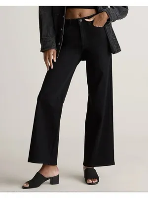 Quince Bella Stretch High Rise Wide Leg Jeans Black Size 29/30 thumbnail 1