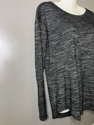 Gap Shirt Womens Petite Small Charcoal Gray Boat Neck Long Sleeve Stretch Top thumbnail 3