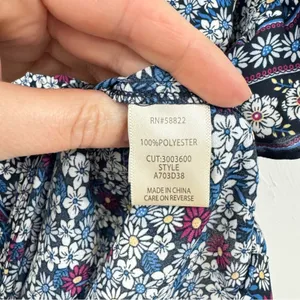 Max Studio Ditsy Floral Blue & Pink Flared Sleeve Tie Front Blouse S thumbnail 5