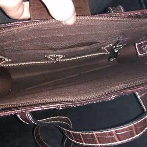Embellished Croc Embossed Brown Shoulder Bag Silver Accent Purse thumbnail 7