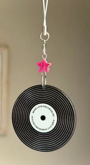 Handmade grunge street funky y2k retro style vinyl record phone charm/bag accessory/keychain/car display🌙 thumbnail 1