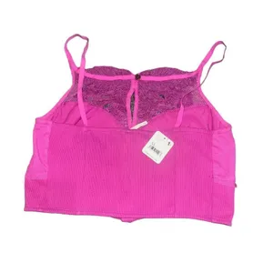 NWT Free‎ People Have My Heart Tank Top Womens XL Pink Lace Corset Crop Cami thumbnail 8