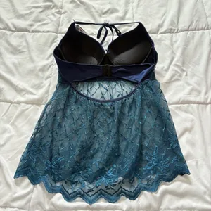 NWT Coquette Chemise Slip Blue Push‎ Up Womens Size Large Sexy Whimsy Dreamcore thumbnail 6