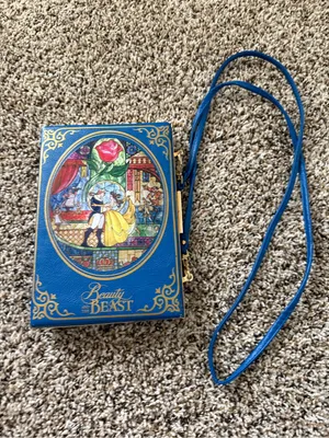 Disney Beauty and the beast retired Loungefly book clutch purse crossbody thumbnail 1