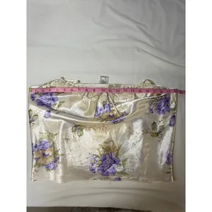 Secret Treasures Y2K Satin Floral Lace Cami Ivory Purple Bow Sleep Top Medium thumbnail 8