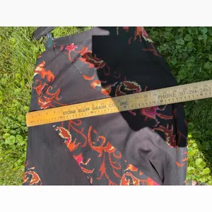 Vintage Boho Patchwork Ikat Maxi Skirt Black Orange Pink A-Line Long‎ Skirt thumbnail 5