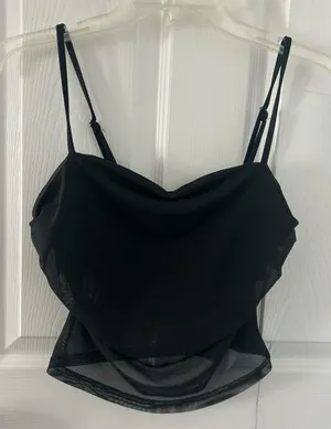 SHEIN Black Mesh Crop Top thumbnail 1