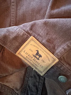 Vintage 90s Lauren Jeans Co Ralph Lauren Beaded Denim Jacket - Brown Embellished Trucker - Size L thumbnail 6