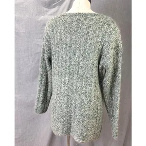 Vintage 90s All Points Green Marled Silk Blend Textured V Neck Sweater M thumbnail 2