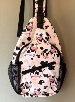 Cow Print Sling Bag Pink thumbnail 1