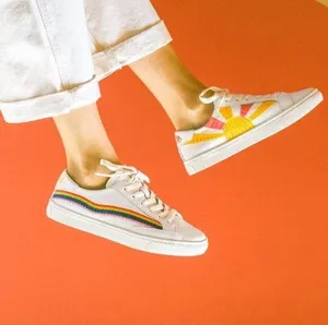 Soludos x Lockhart Embroidery Ibiza Sneakers Rainbow Wave Sun White (Size 8.5) thumbnail 2