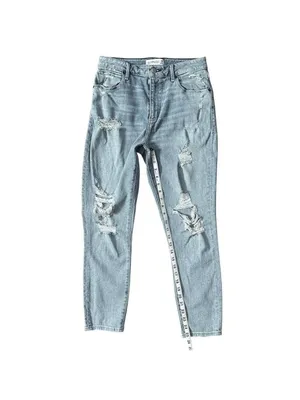 Abercrombie & Fitch Curve Love High Rise Straight Leg Distressed Jeans Sz 29/8R thumbnail 6