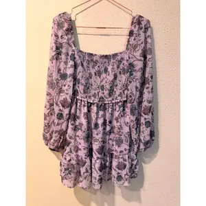 Wilfred‎ Mini Dress Women Small Lilac Tempest Mini Floral Smocked Boho Chiffon thumbnail 4