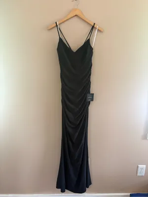 Lulus Elese Black Slinky Knit Lace-Up Mermaid Maxi Dress Size Large NWT Formal thumbnail 4