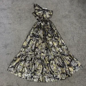 J Crew Collection Dress Womens 0 One Shoulder Silk Lurex Metallic Lily Swirl New thumbnail 1