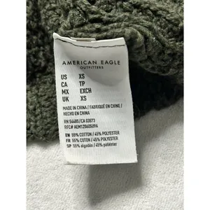 American Eagle Waffle Knit Cardigan Green Button Front Pockets Women’s XS thumbnail 3