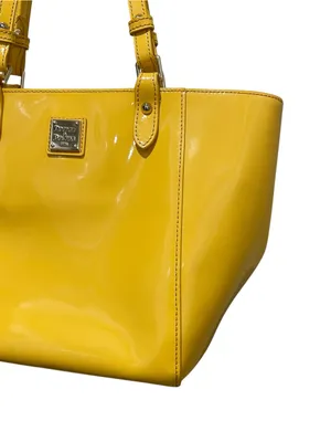Dooney & Bourke Yellow Patent Leather Tote Shoulder Bag Purse Womens Handbag thumbnail 4