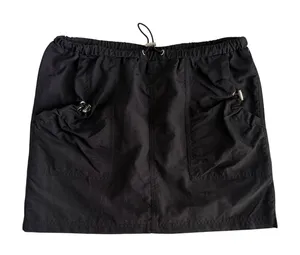 Honey&Sparkle NWT Sz M Black Nylon Utility Cargo Mini Skirt Drawstring Waist thumbnail 1