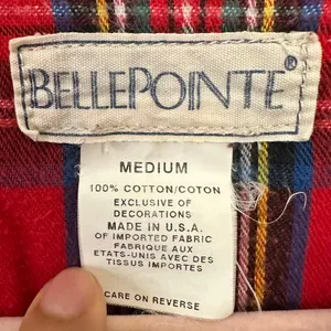 BellePointe Long Nightgown Plaid‎ Flannel Medium Christmas Eyelet Trim Vintage thumbnail 3