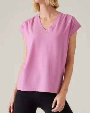 Athleta M Outbound Twist Tee Shirt Top Supima Cotton Size Medium Maritima Pink thumbnail 1
