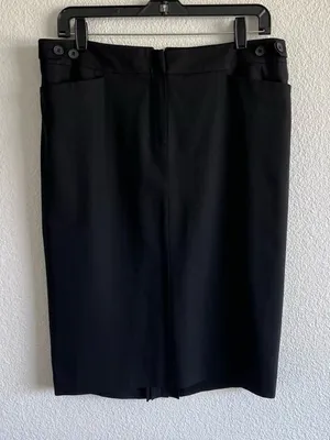 Club Monaco Women's‎ Wool Blend Black Back Pleated Pencil Skirt thumbnail 1