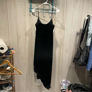 Cute Y2K velvet whimsigoth stretchy silky asymmetrical hem midi maxi dress fancy thumbnail 11