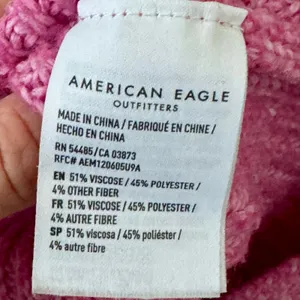 American Eagle AEO Pink Crew Neck Sweater Medium Cozy Split Hem thumbnail 7
