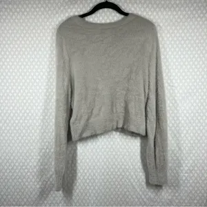 Aerie Cream Taupe Fuzzy Crop‎ Button Cardigan thumbnail 5