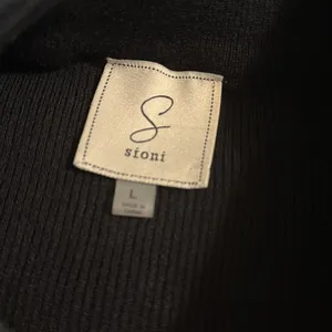 Sioni‎ Black Quilted Faux Leather Knit Bomber Jacket Sweater Large thumbnail 4